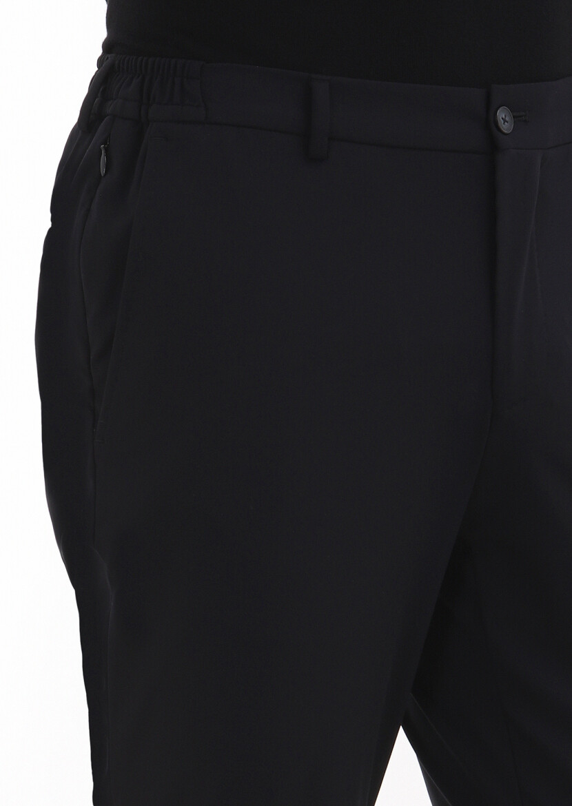 Siyah Düz Comfort Fit Örme Takım Elbise - 5