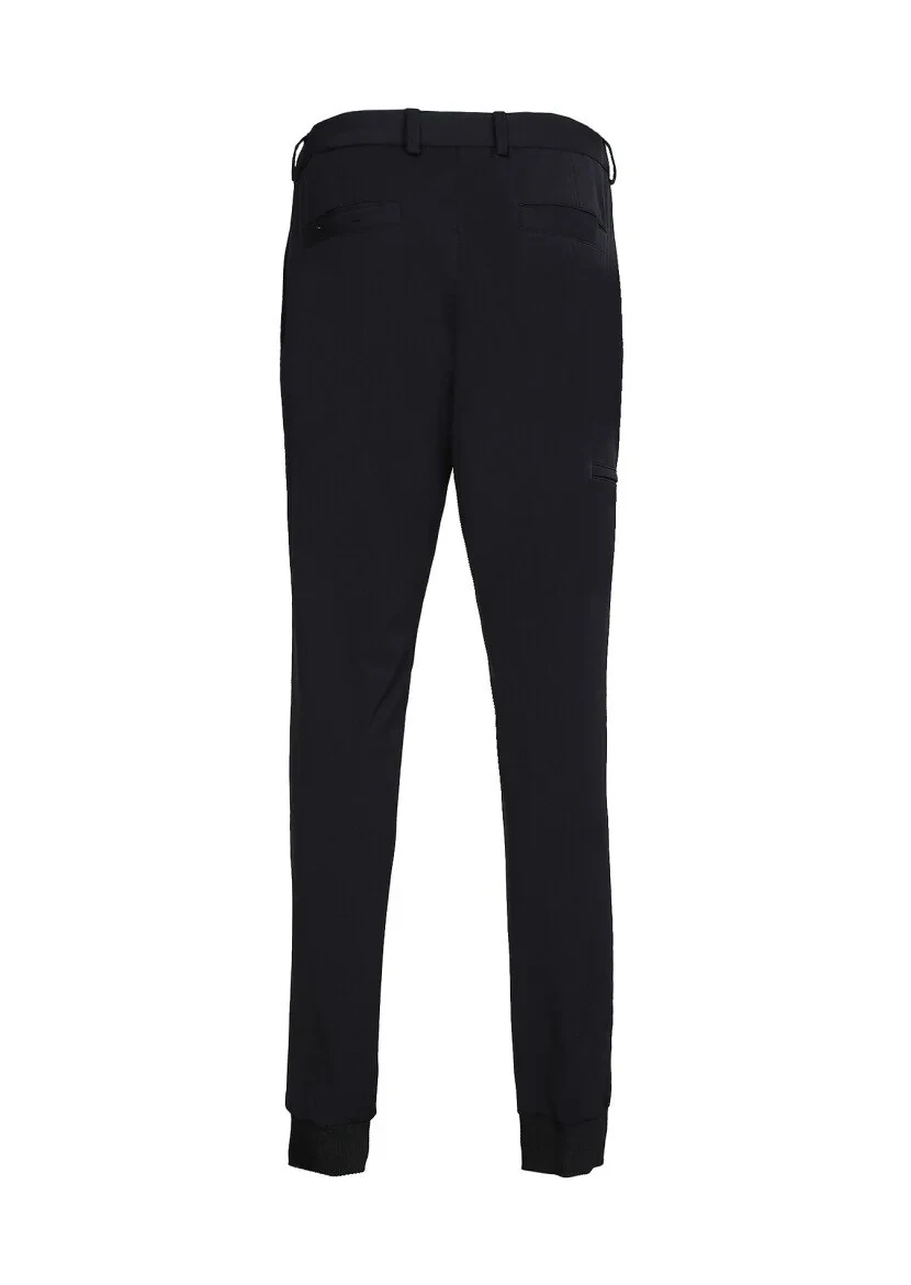 Siyah Düz Dokuma Jogging Fit Casual Pamuk Karışımlı Pantolon - 7
