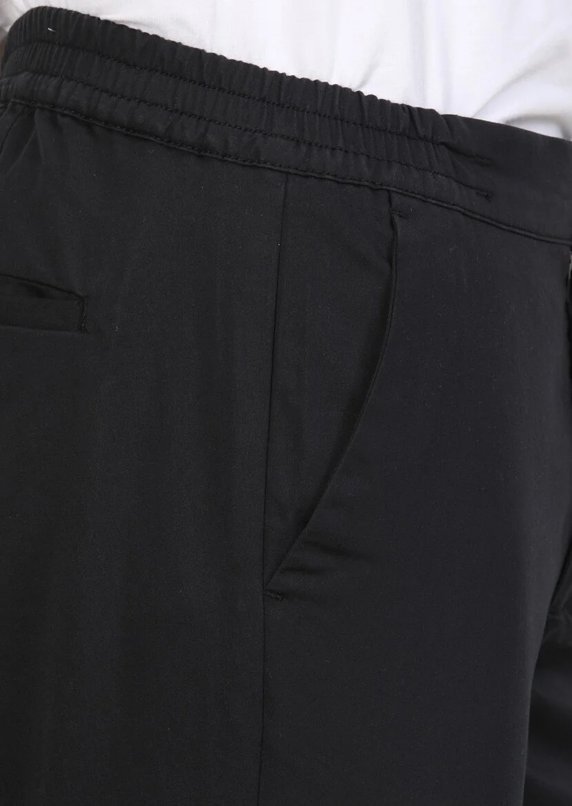 Siyah Düz Dokuma Jogging Fit Casual Pamuk Karışımlı Pantolon - 3