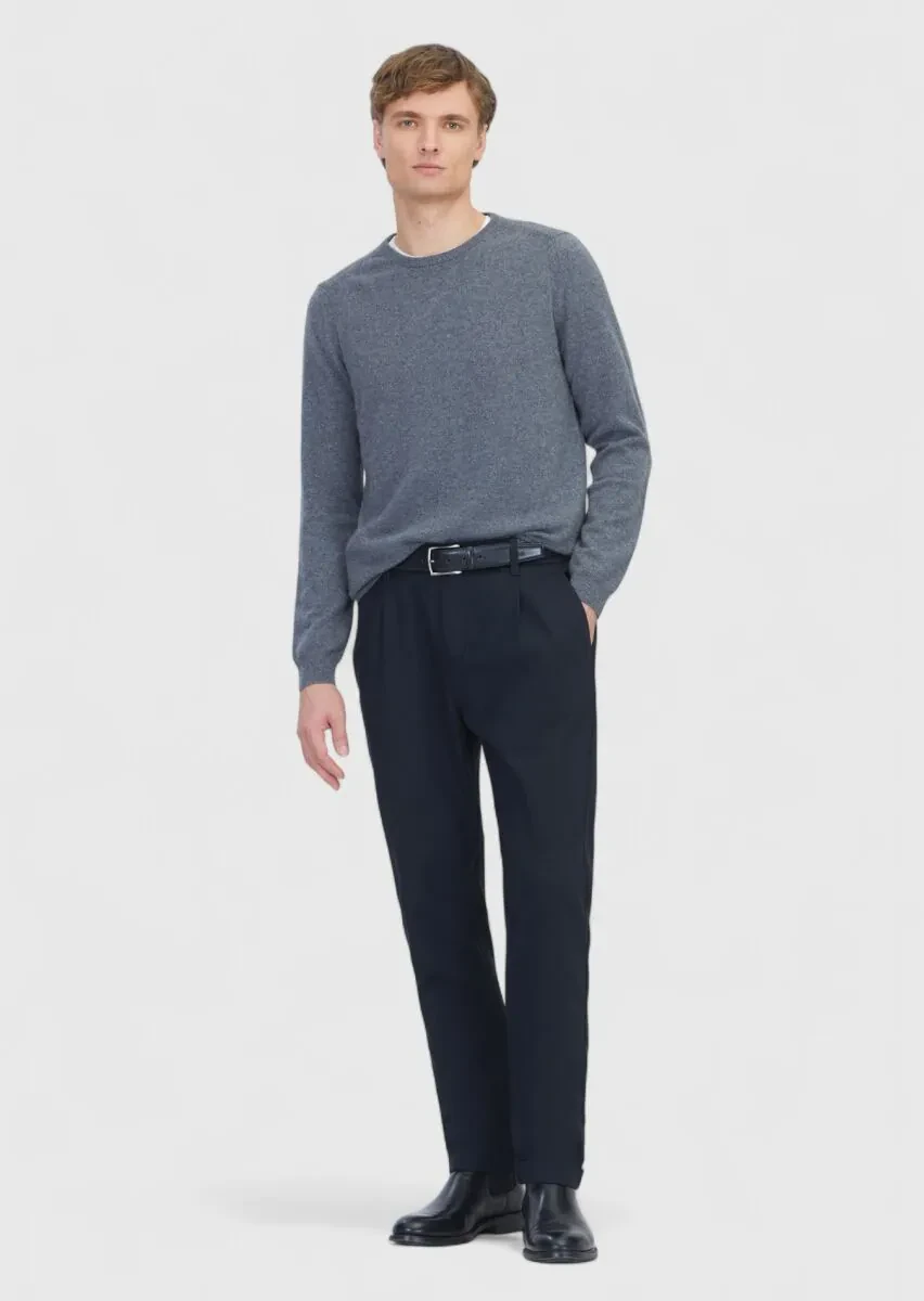 Siyah Düz Dokuma Jogging Fit Casual Pamuk Karışımlı Pantolon - 1
