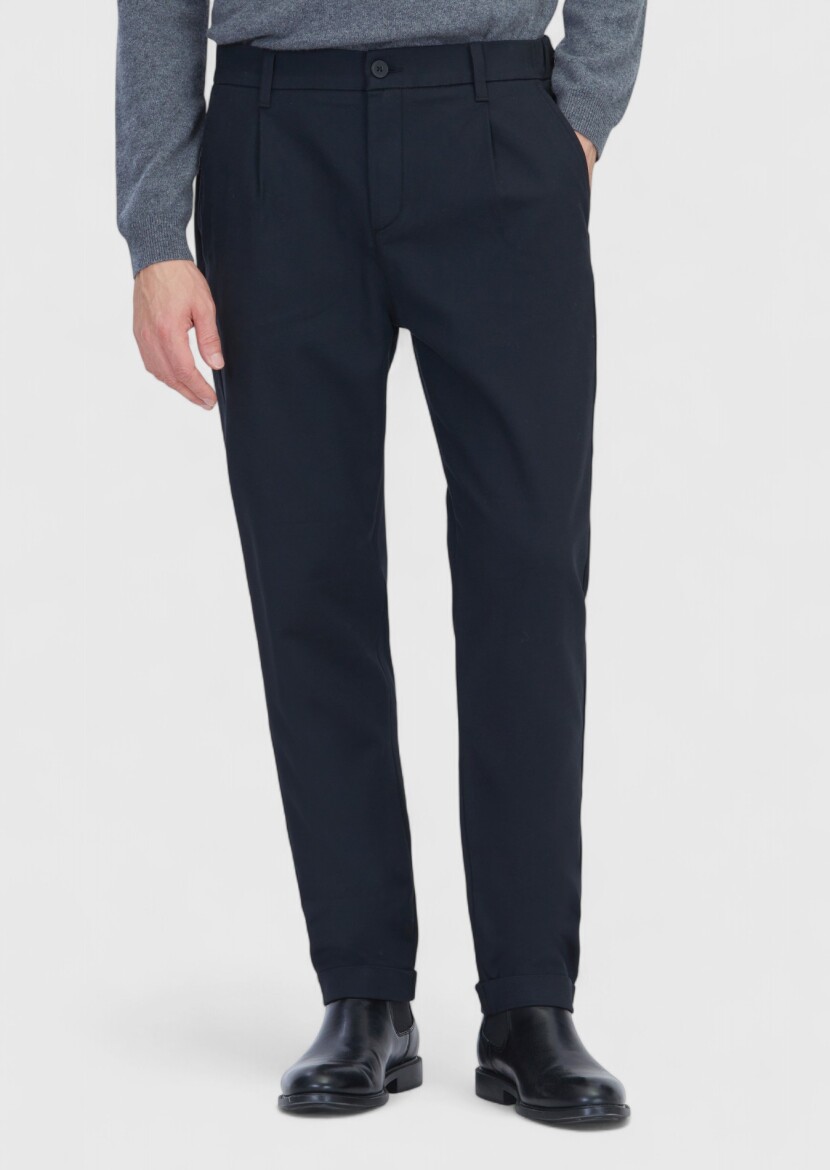 Siyah Düz Dokuma Jogging Fit Casual Pamuk Karışımlı Pantolon - 2