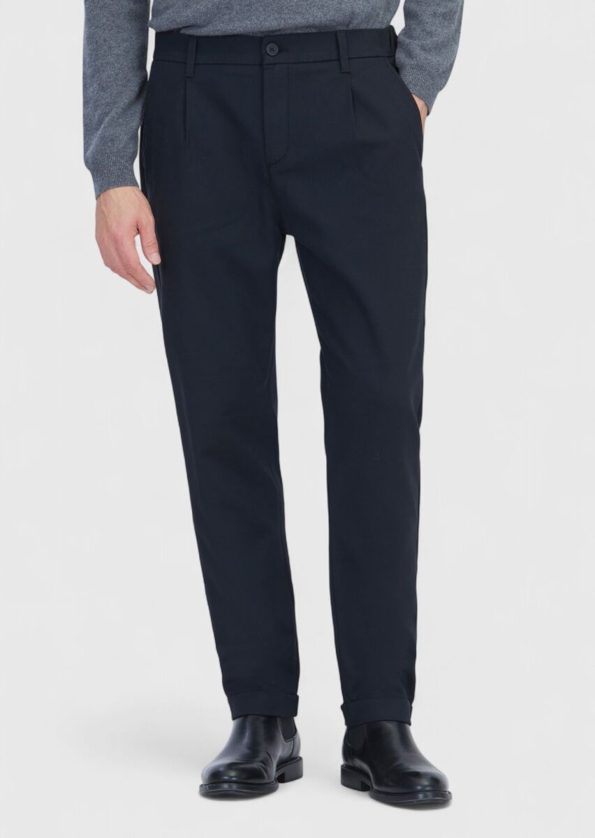 Siyah Düz Dokuma Jogging Fit Casual Pamuk Karışımlı Pantolon - 2