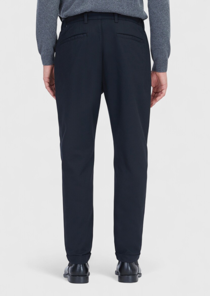 Siyah Düz Dokuma Jogging Fit Casual Pamuk Karışımlı Pantolon - 5