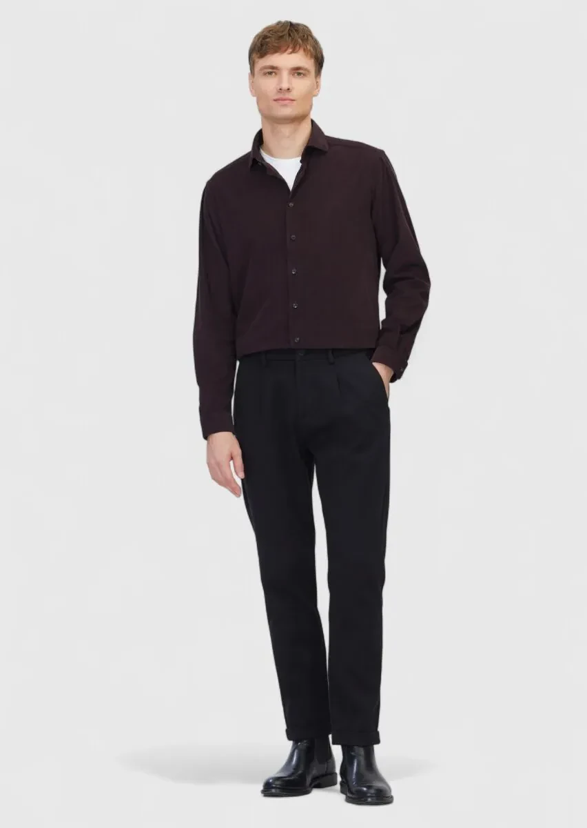 Siyah Düz Dokuma Jogging Fit Casual Pamuk Karışımlı Pantolon - 1