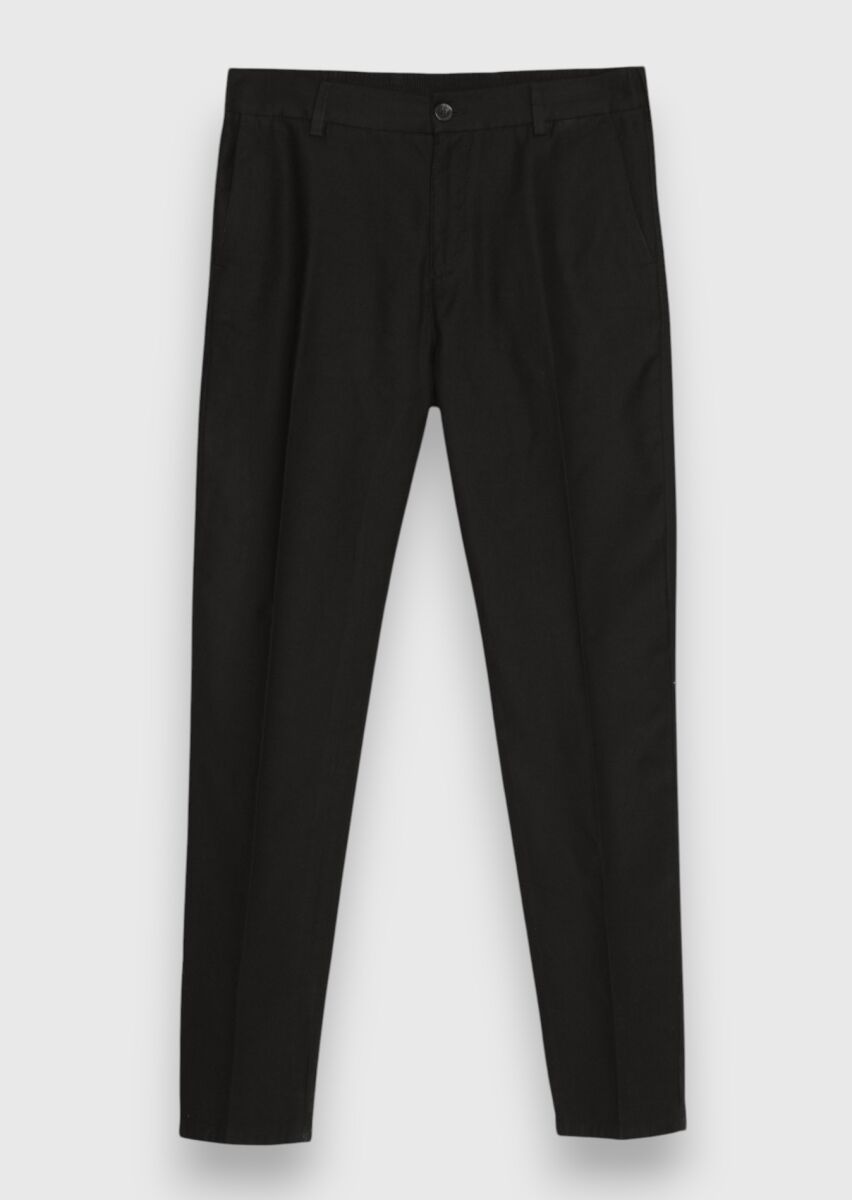 Siyah Düz Dokuma Jogging Fit Casual Pamuk Karışımlı Pantolon - 6