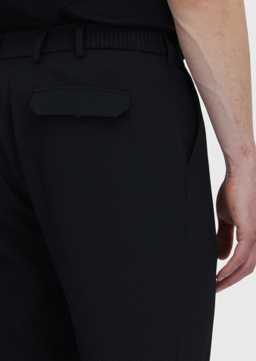 Siyah Düz Dokuma Jogging Fit Casual Pantolon - 4