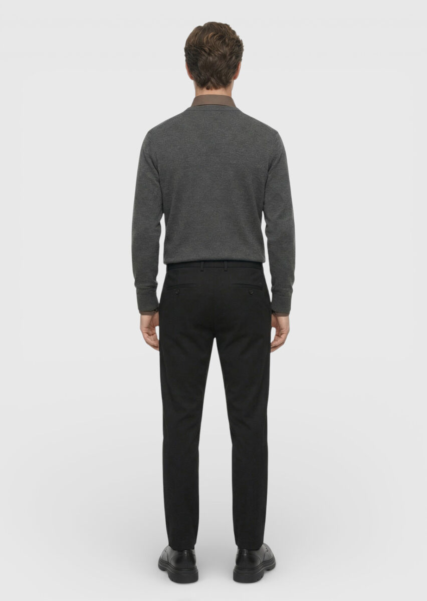 Siyah Düz Dokuma Jogging Fit Casual Pantolon - 4