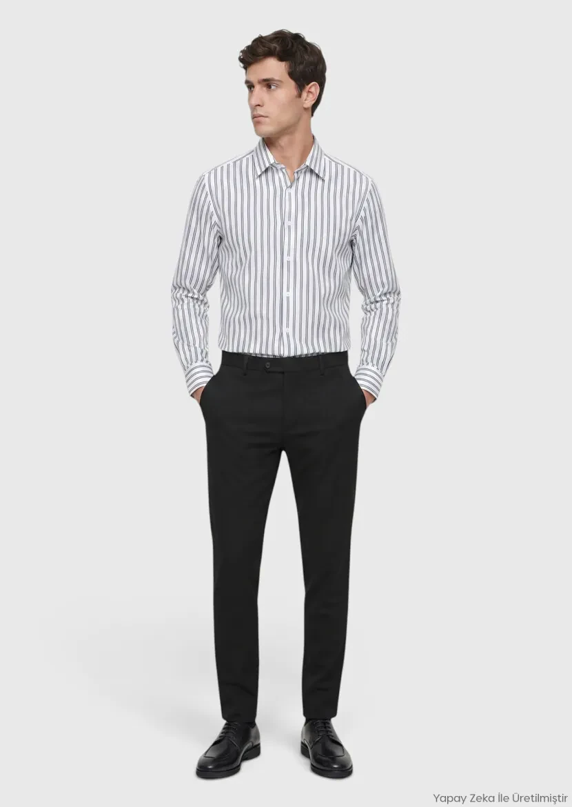 Siyah Düz Dokuma Jogging Fit Casual Pantolon - RAMSEY