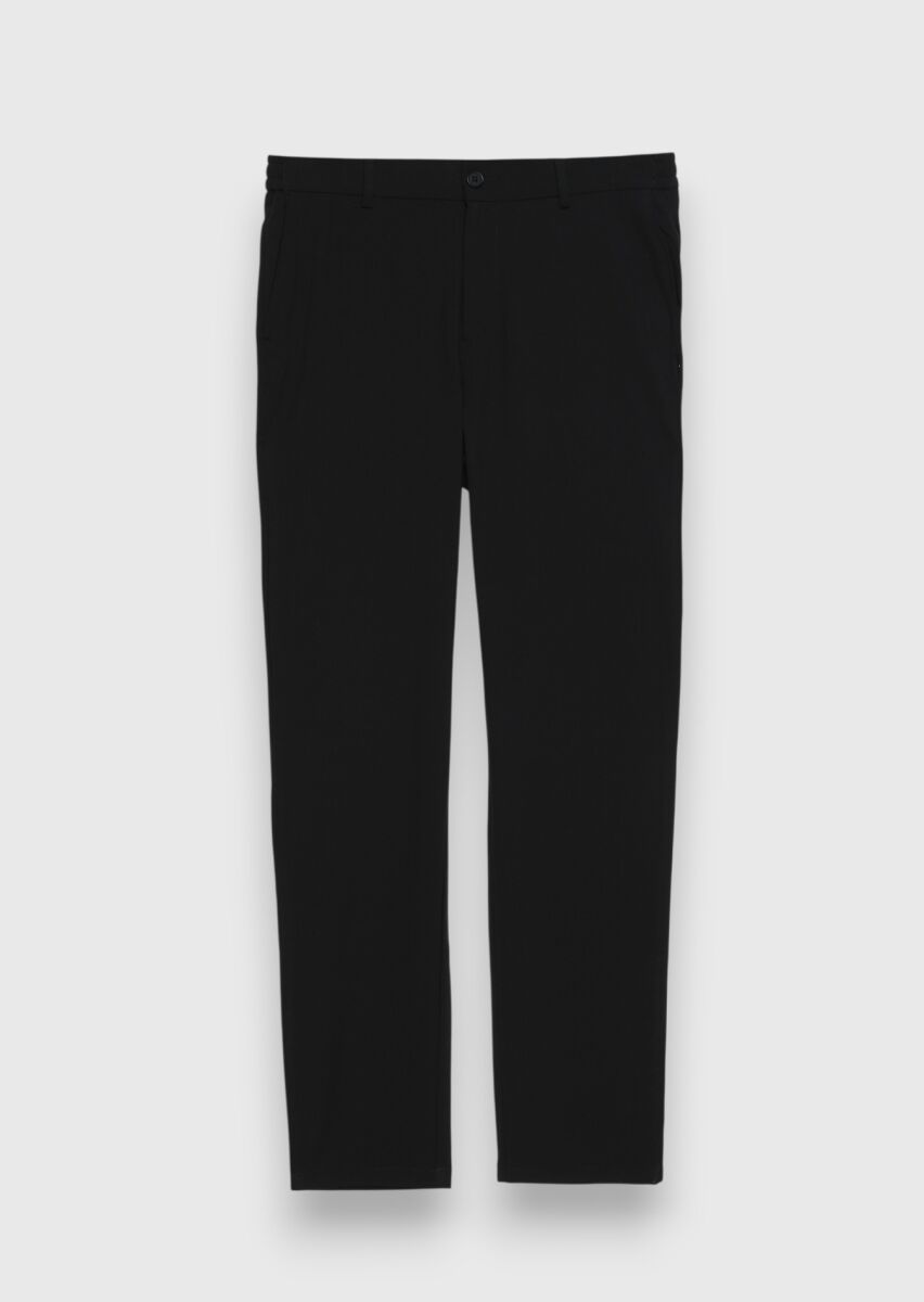 Siyah Düz Dokuma Jogging Fit Casual Pantolon - 5