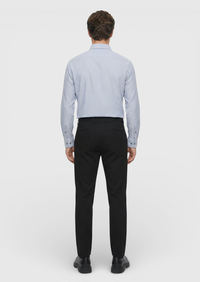 Siyah Düz Dokuma Jogging Fit Casual Pantolon - 4