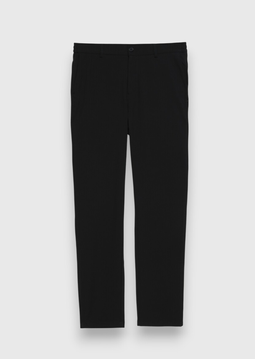 Siyah Düz Dokuma Jogging Fit Casual Pantolon - 5