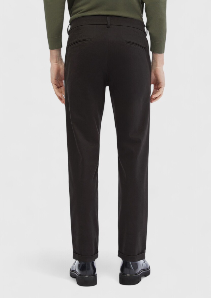 Siyah Düz Dokuma Regular Fit Casual Pamuk Karışımlı Pantolon - RAMSEY