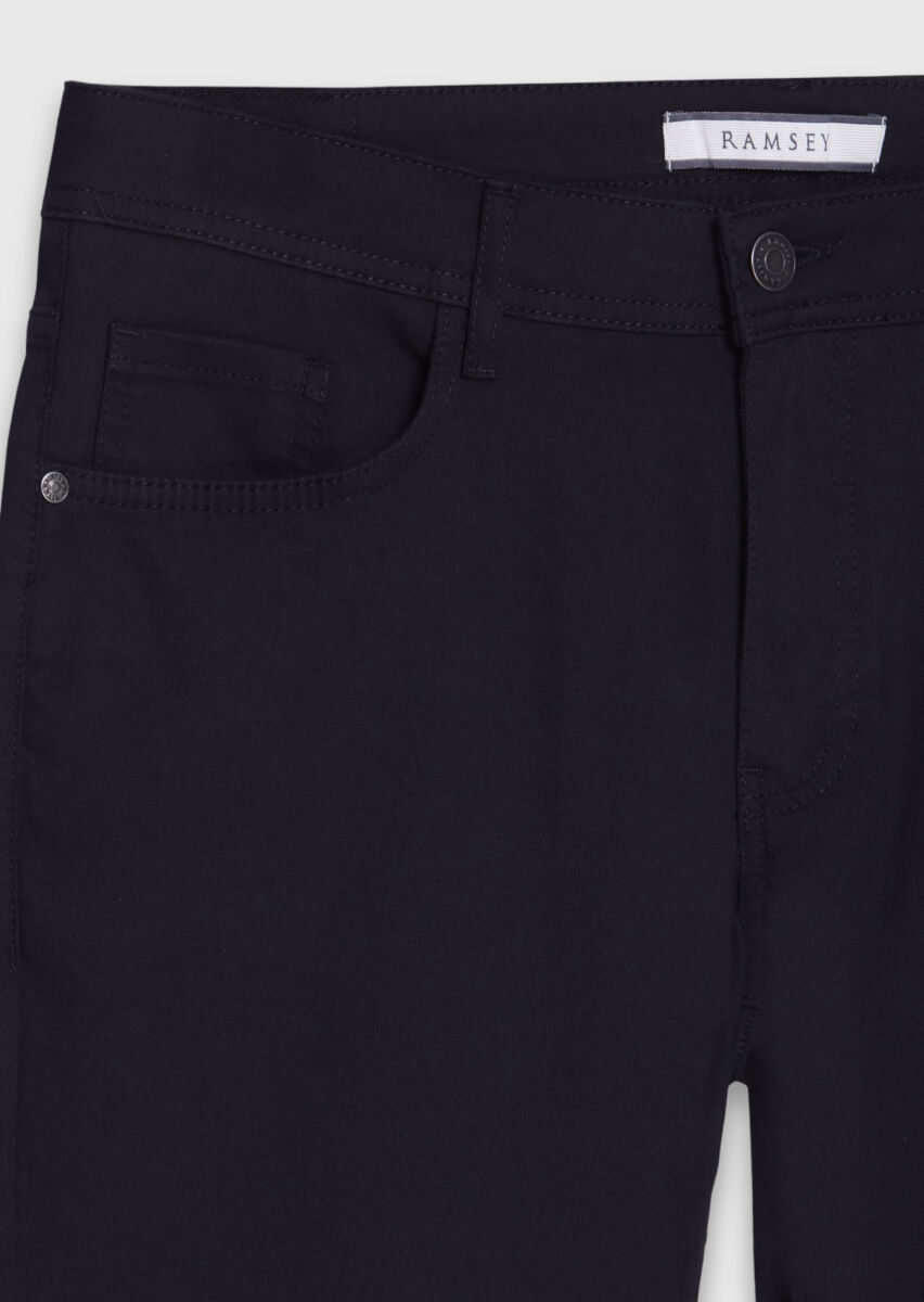 Siyah Düz Dokuma Slim Fit Casual Pamuk Karışımlı Pantolon - 6