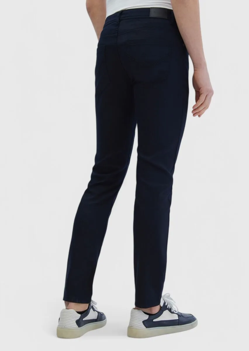 Siyah Düz Dokuma Slim Fit Casual Pamuk Karışımlı Pantolon - 6