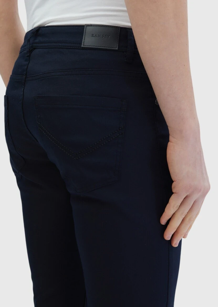 Siyah Düz Dokuma Slim Fit Casual Pamuk Karışımlı Pantolon - 5