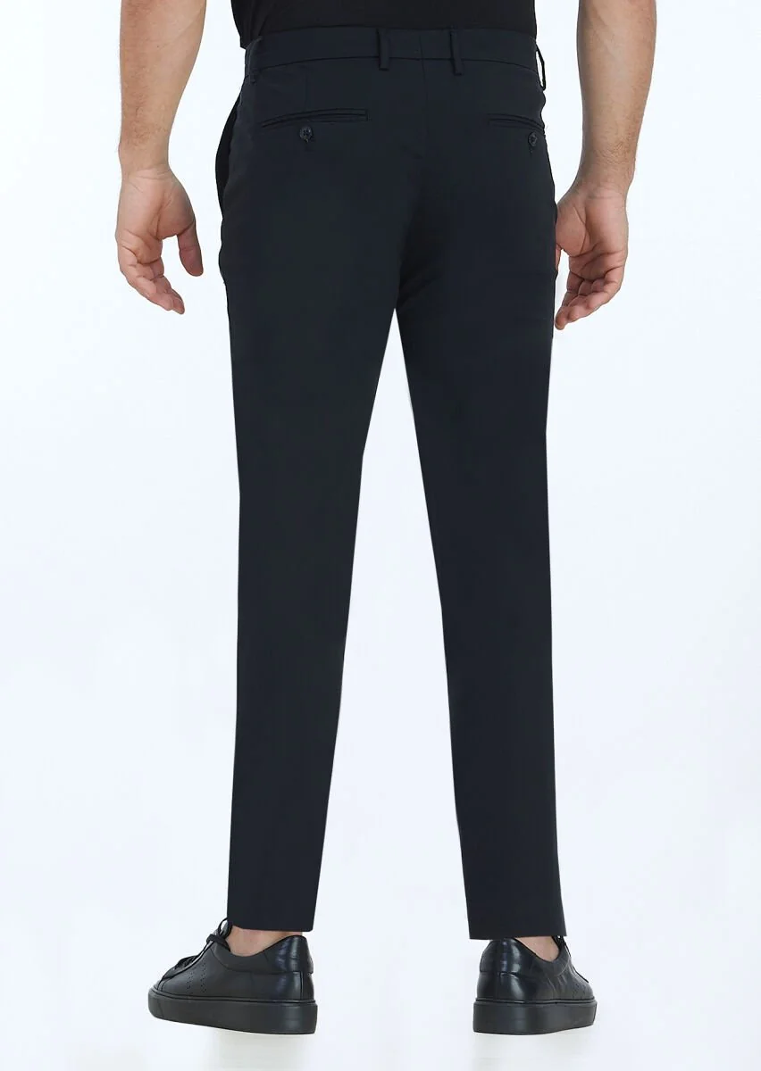 Siyah Düz Dokuma Slim Fit Casual Pantolon - 4