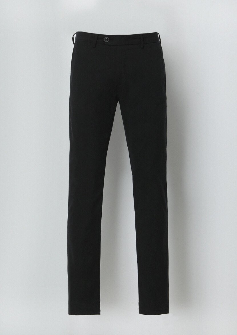 Siyah Düz Dokuma Slim Fit Casual Pantolon - 6