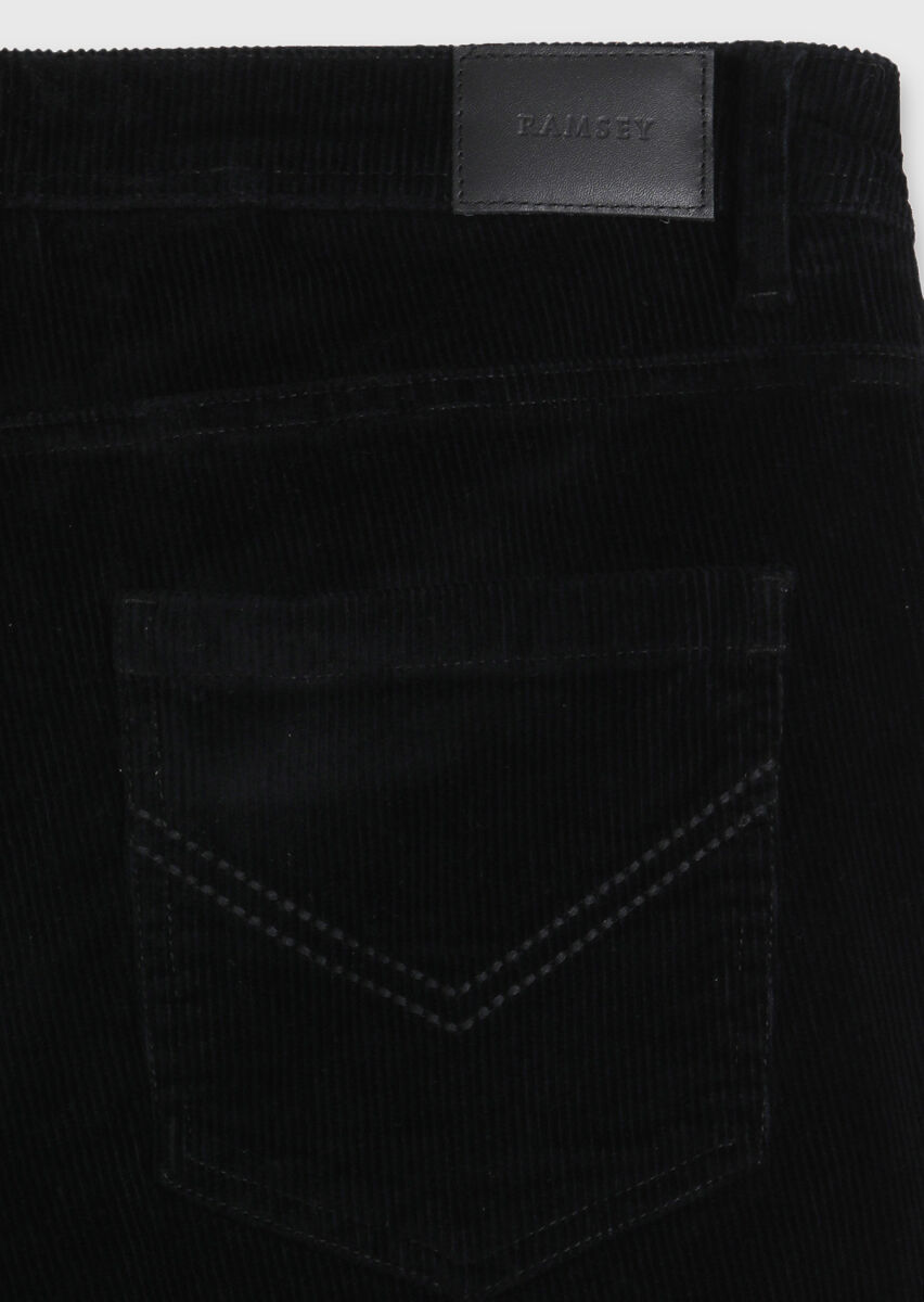 Siyah Düz Dokuma Slim Fit Kadife Casual Pamuk Karışımlı Pantolon - 8