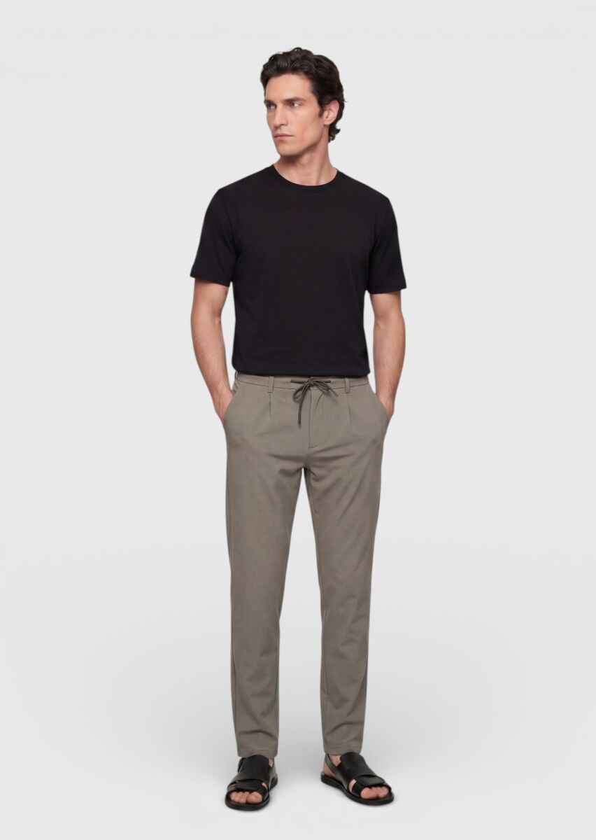 Siyah Düz İpek Karışımlı T-Shirt - 3