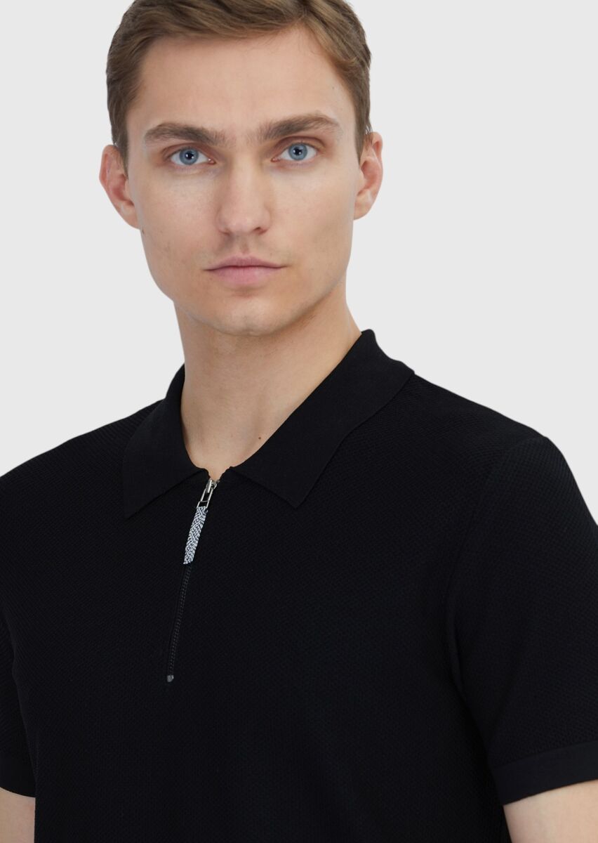 Siyah Düz Örgü Triko - 3