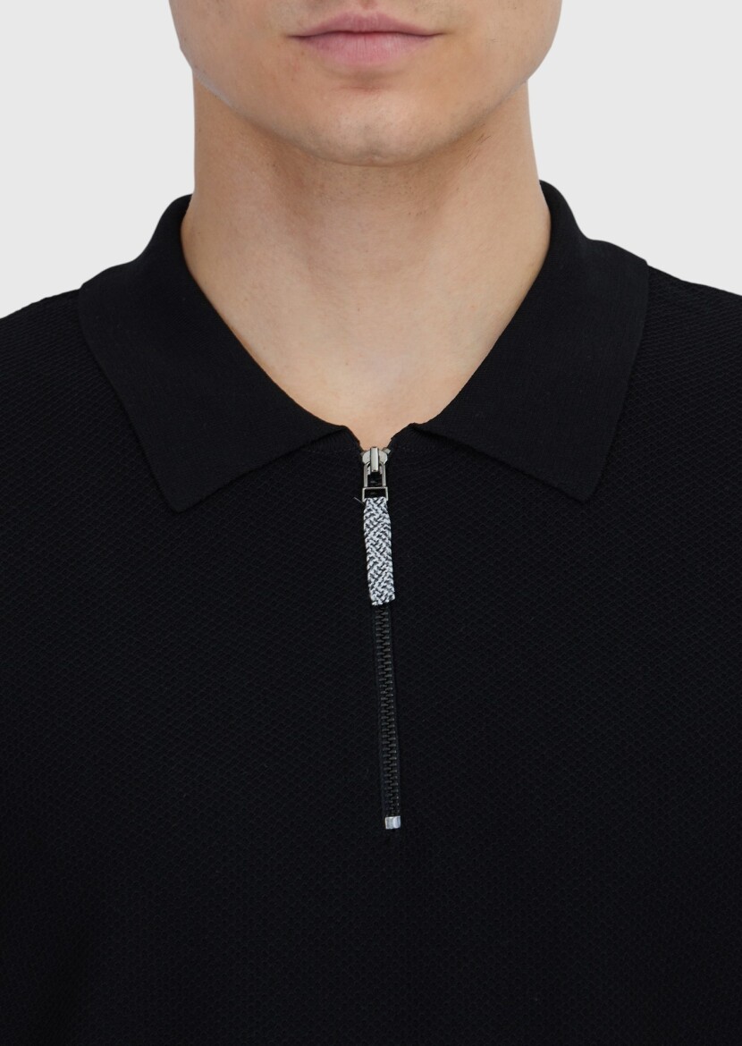 Siyah Düz Örgü Triko - 4