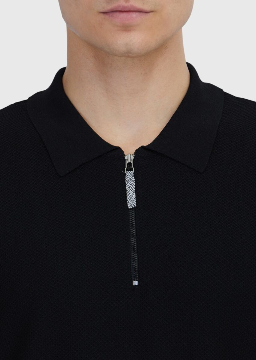 Siyah Düz Örgü Triko - 4