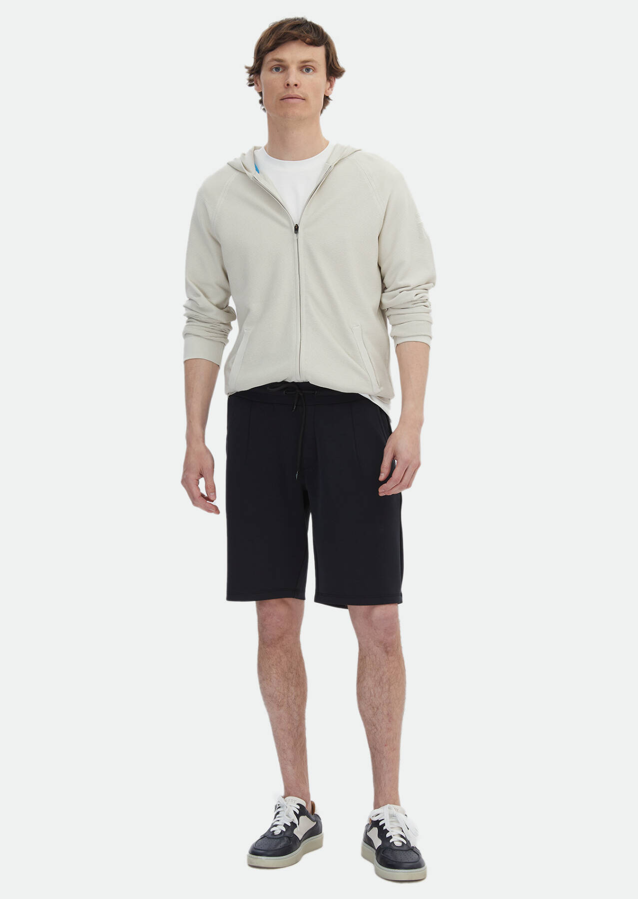 Siyah Düz Örme Jogging Fit Casual Bermuda