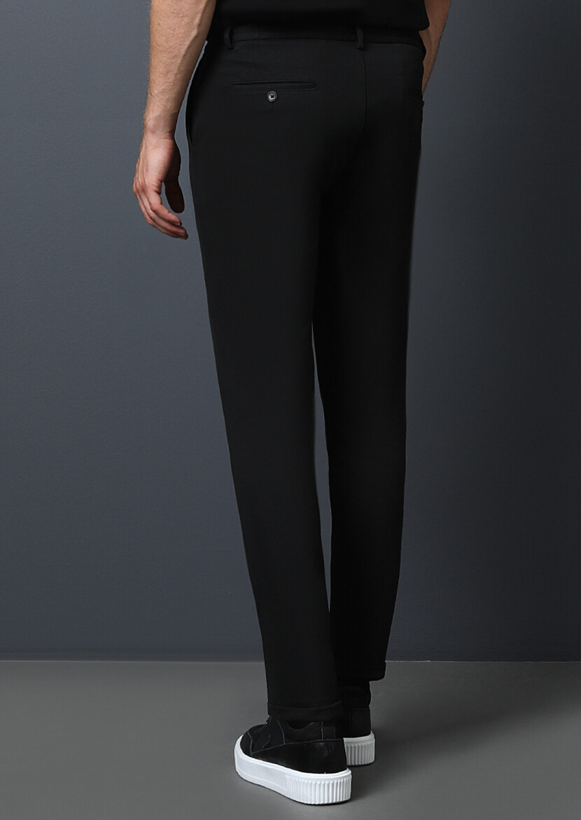 Siyah Düz Örme Jogging Fit Casual Pantolon - 5