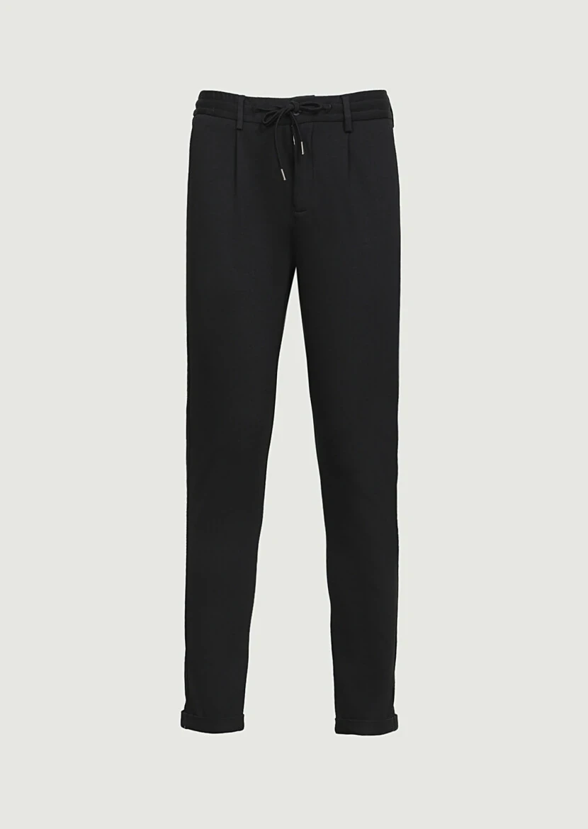 Siyah Düz Örme Jogging Fit Casual Pantolon - 6