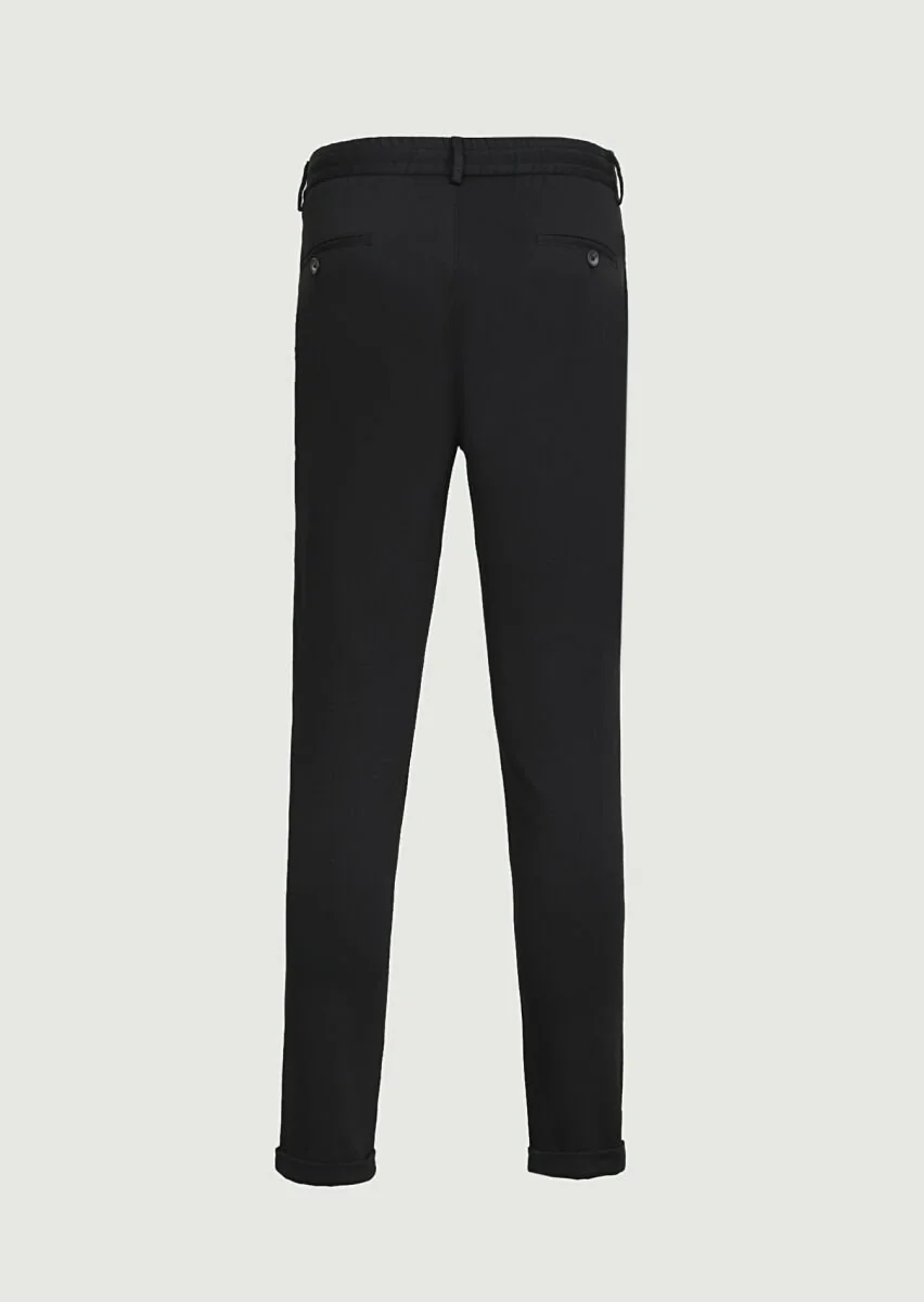 Siyah Düz Örme Jogging Fit Casual Pantolon - 7