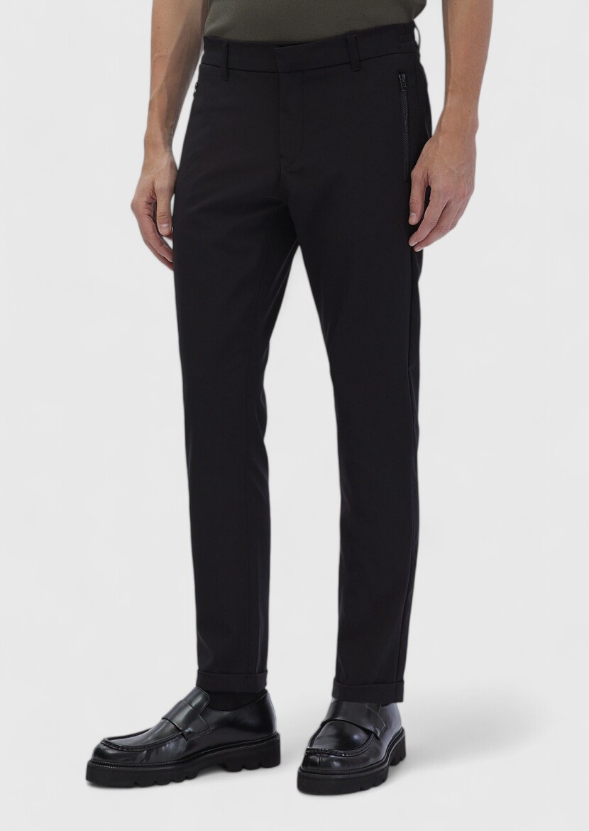 Siyah Düz Örme Jogging Fit Casual Pantolon 