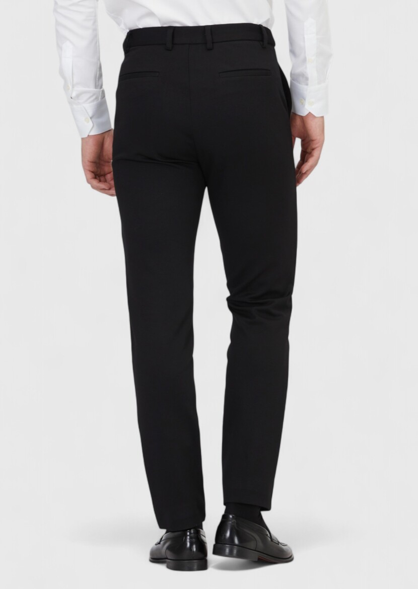 Siyah Düz Örme Jogging Fit Casual Pantolon - 4