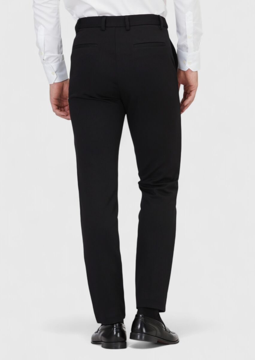 Siyah Düz Örme Jogging Fit Casual Pantolon - 4