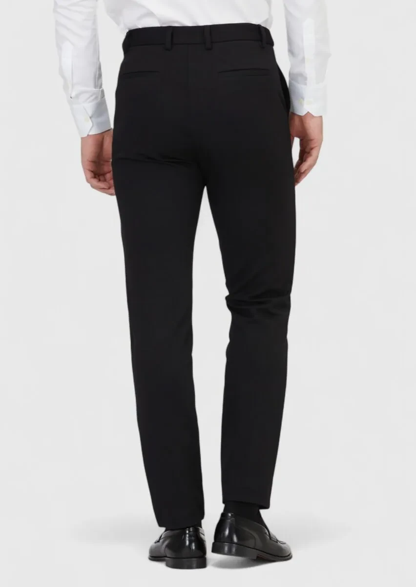 Siyah Düz Örme Jogging Fit Casual Pantolon - 4