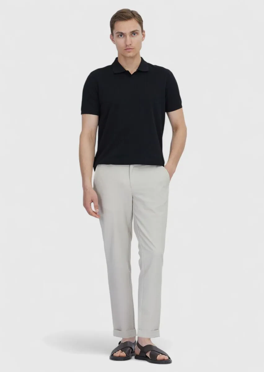 Siyah Düz Polo Yaka %100 Pamuk T-Shirt - 2