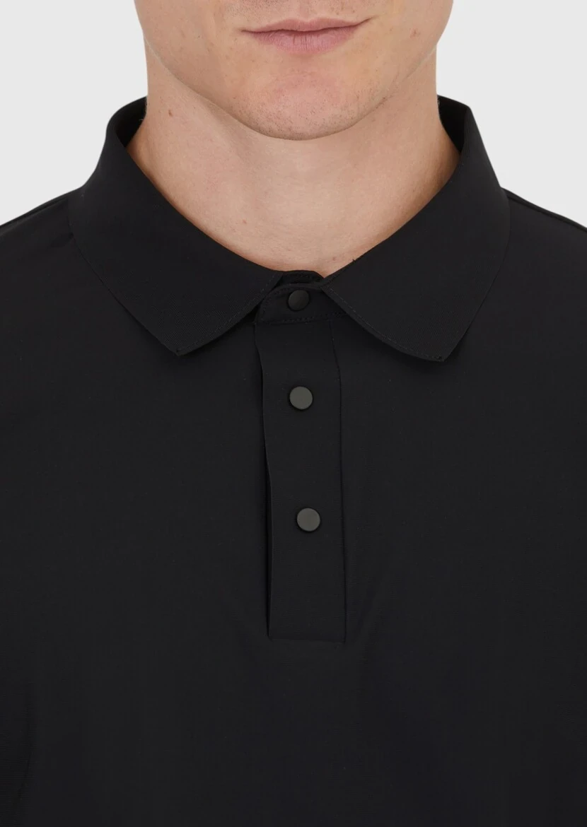 Siyah Düz Polo Yaka T-Shirt - 4