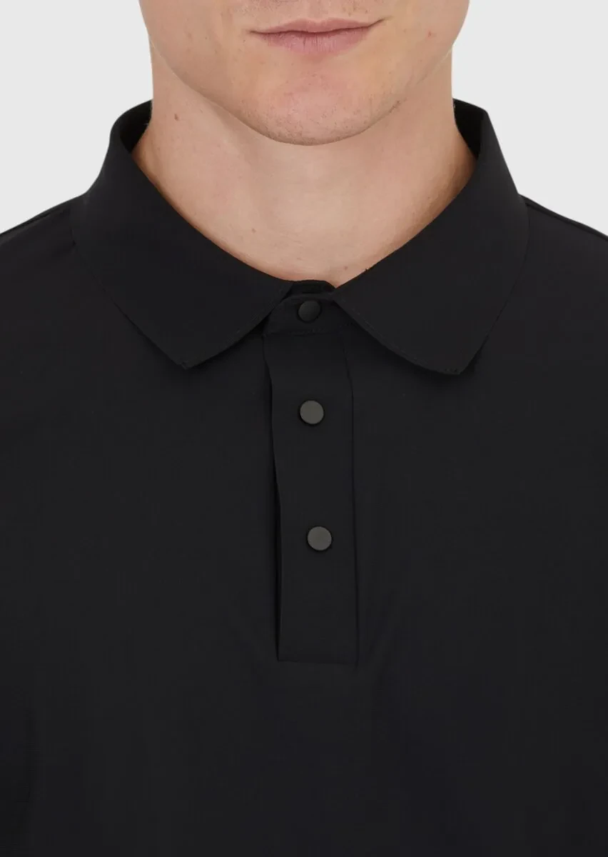 Siyah Düz Polo Yaka T-Shirt - 4