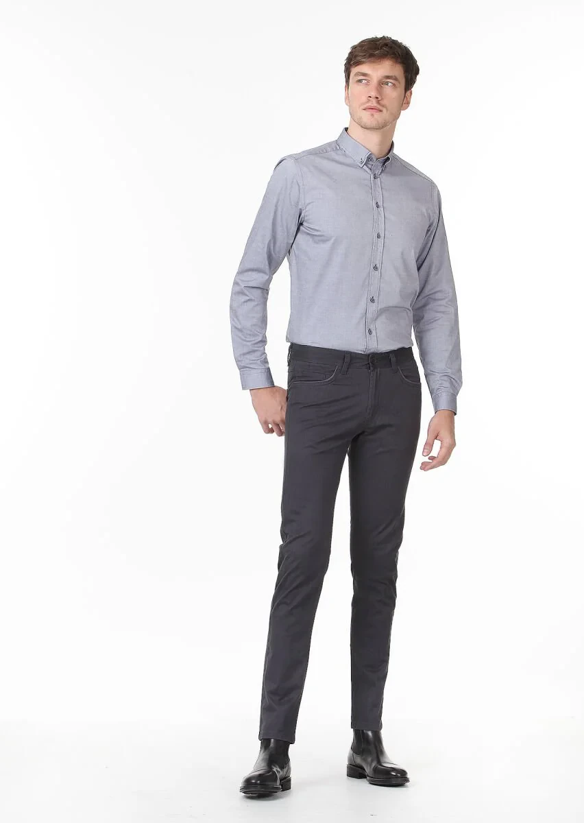Siyah Düz Regular Fit Dokuma Casual %100 Pamuk Gömlek - 3