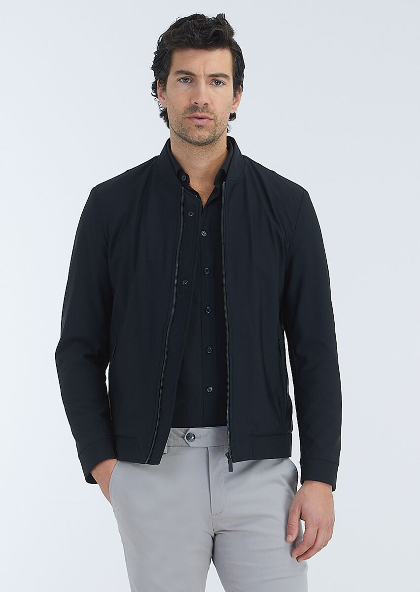 Siyah Düz Regular Fit Uzun Dokuma Casual %100 Pamuk Gömlek - 3