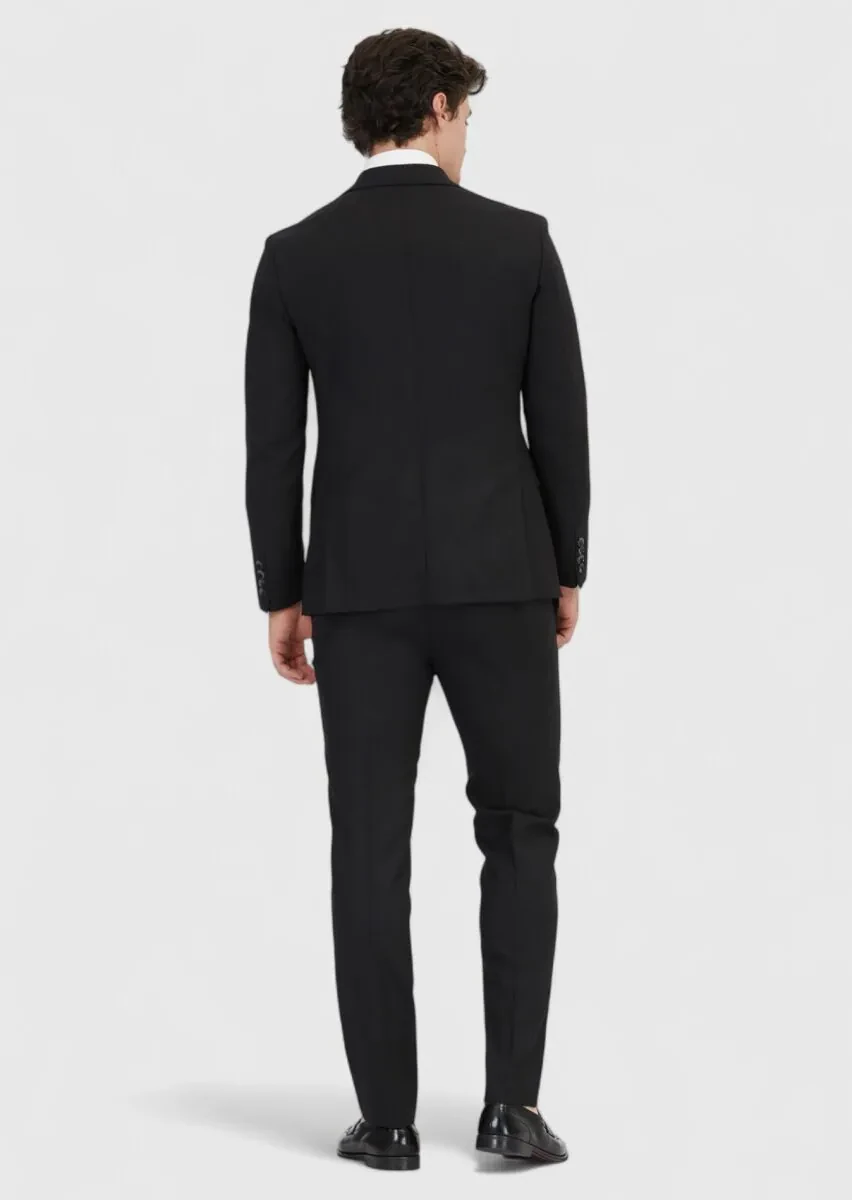 Siyah Düz Shirt Shoulder Slim Fit %100 Yün Ceket - 6