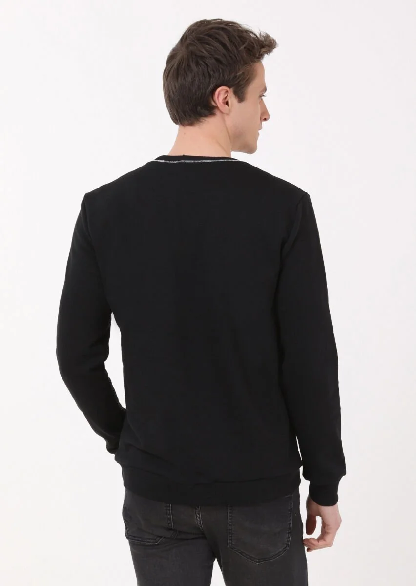 Siyah Düz Sweatshırt - 5