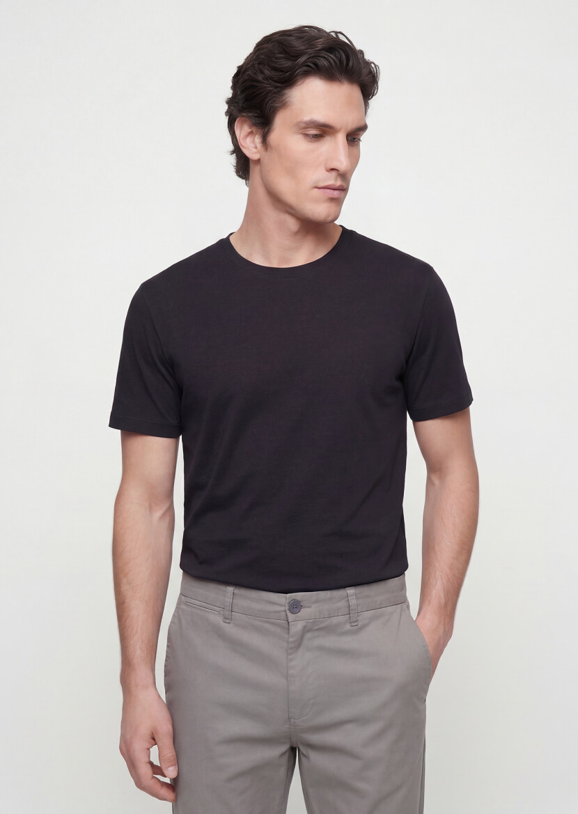 Siyah Düz T-Shirt - 1