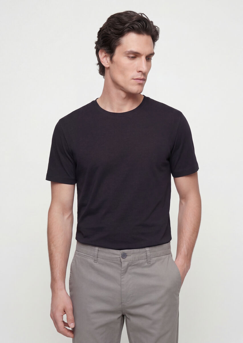 Siyah Düz T-Shirt - 1