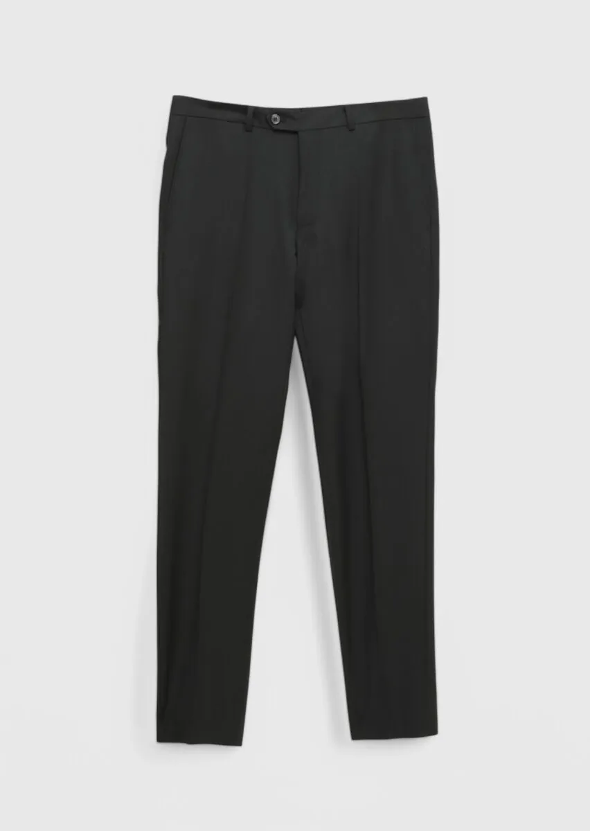 Siyah Düz Zeroweight Slim Fit Yün Karışımlı Takım Elbise - 6