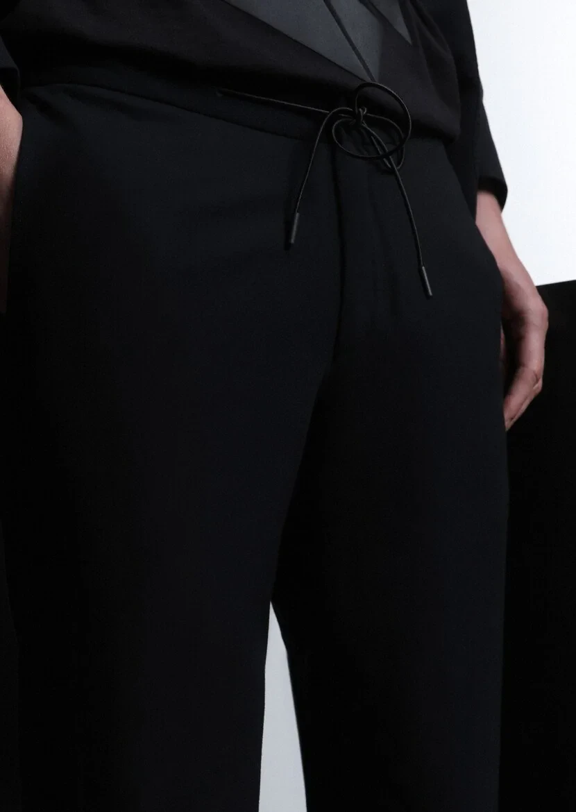 Siyah Düz Zeroweight Slim Fit Örme Takım Elbise - 3