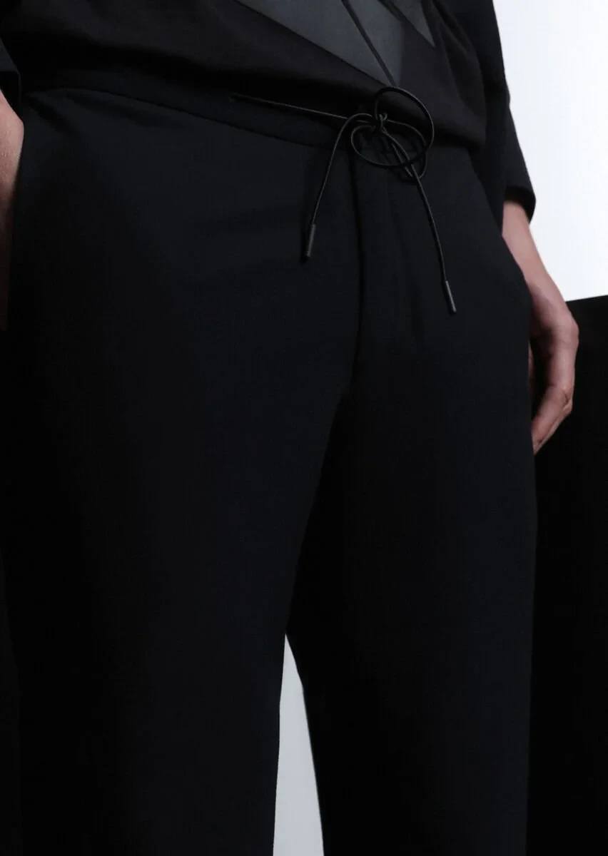 Siyah Düz Zeroweight Slim Fit Örme Takım Elbise - 3