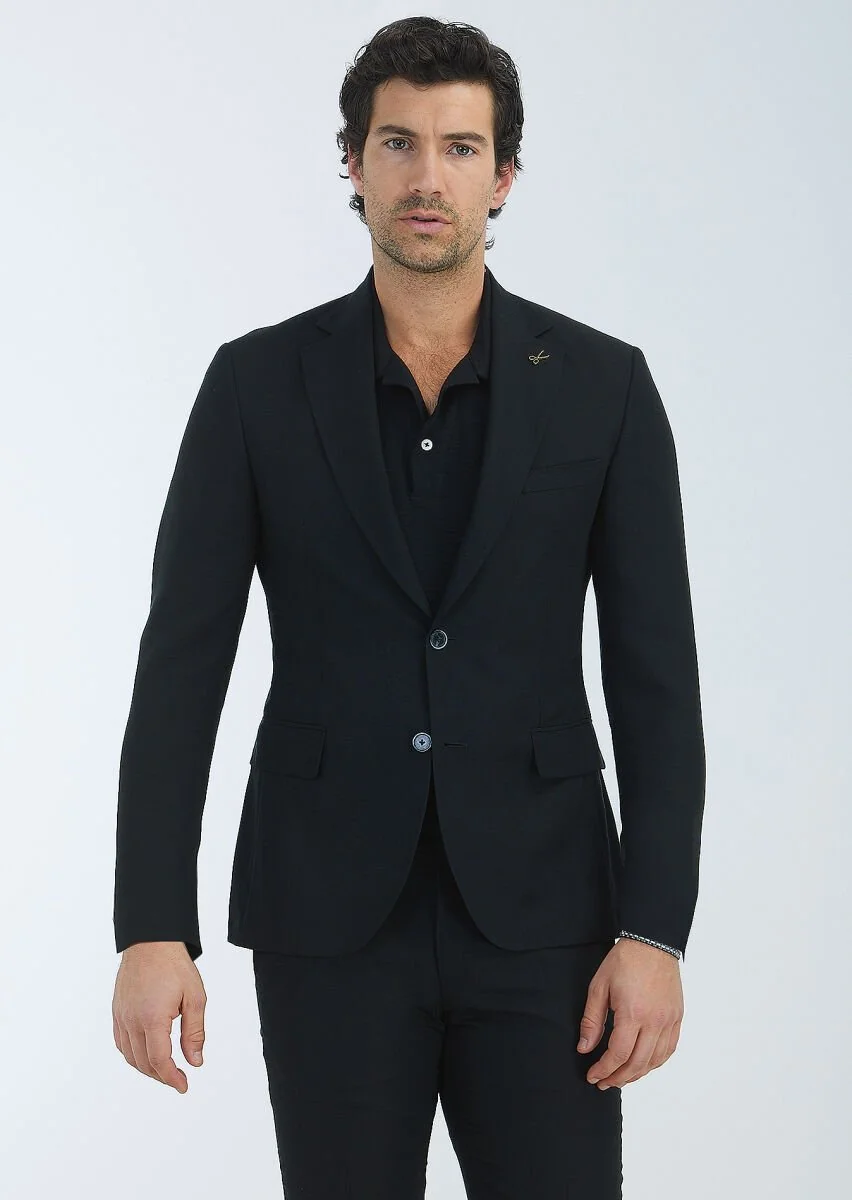 Siyah Düz Zeroweight Slim Fit Takım Elbise - 4