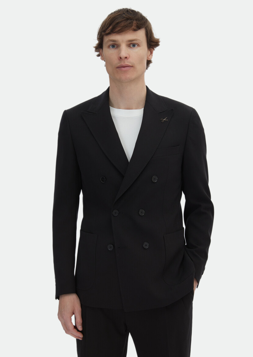 Siyah Düz Zeroweight Slim Fit Takım Elbise 