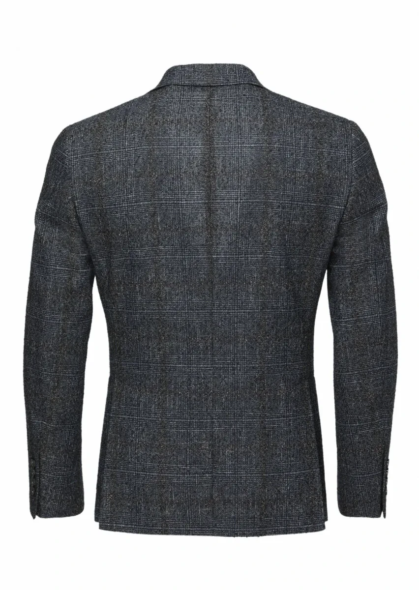 Siyah Kareli Zeroweight Slim Fit Yün Karışımlı Ceket - 5