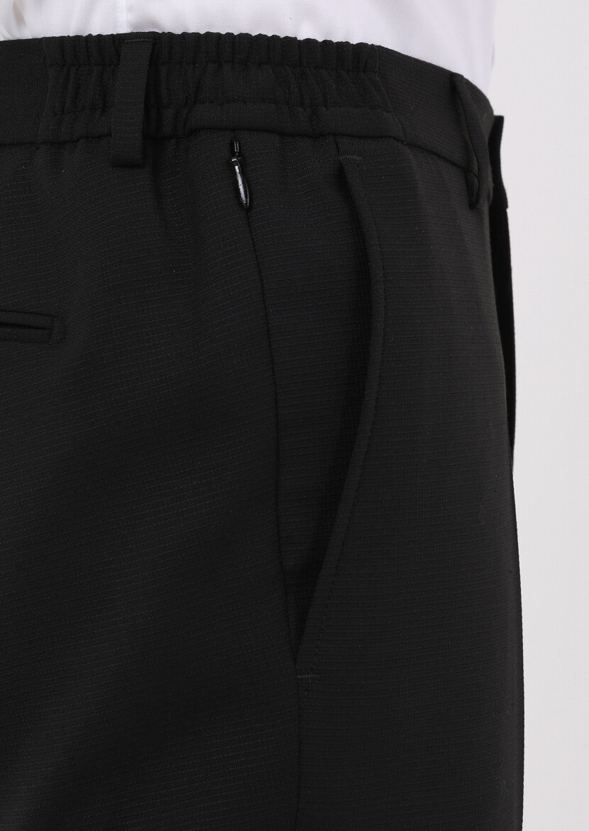 Siyah Mikro Modern Fit Yün Karışımlı Takım Elbise - 6